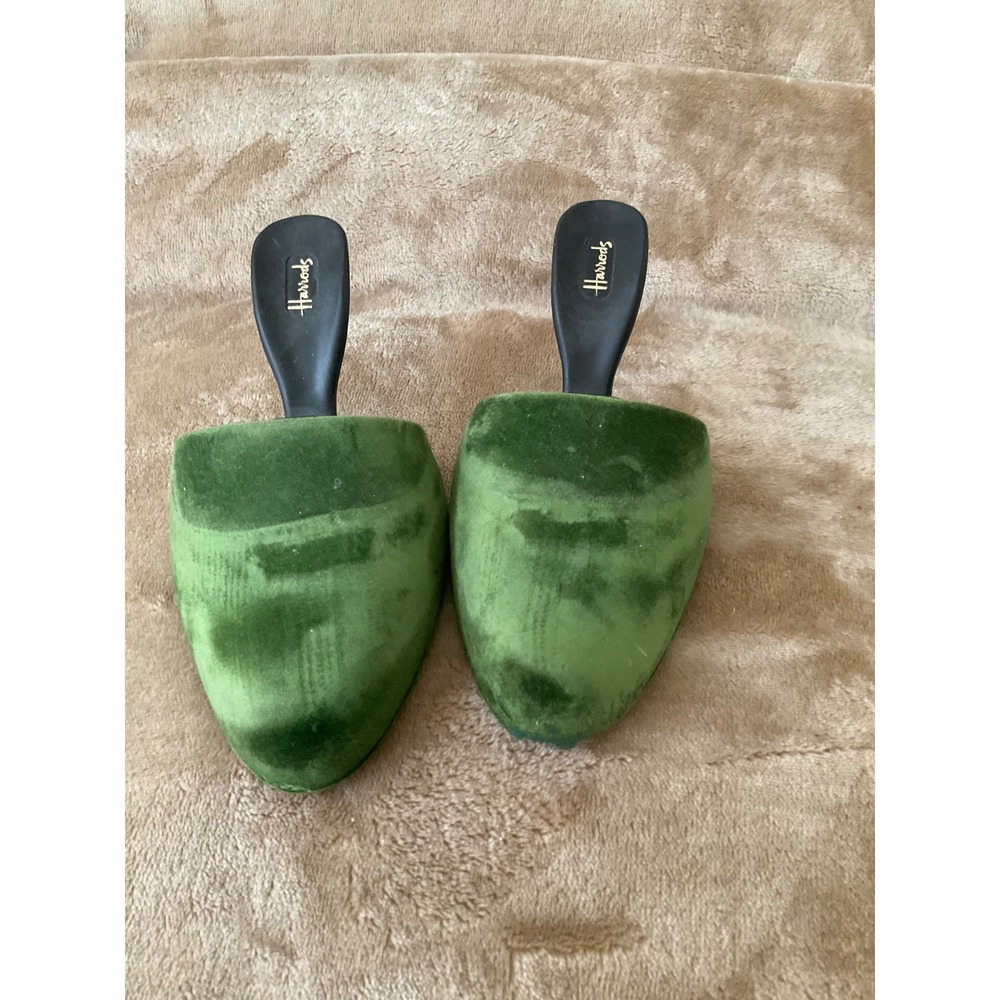 Harrods Green Velvet Flocked Shoe Trees Pair Size Medium Luxury Shapers